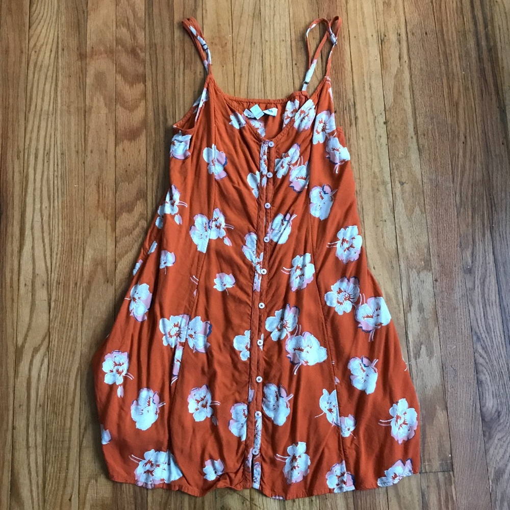 Orange flowy mini dress